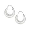 Kaju Shape grid textured pure silver Hoop Earrings