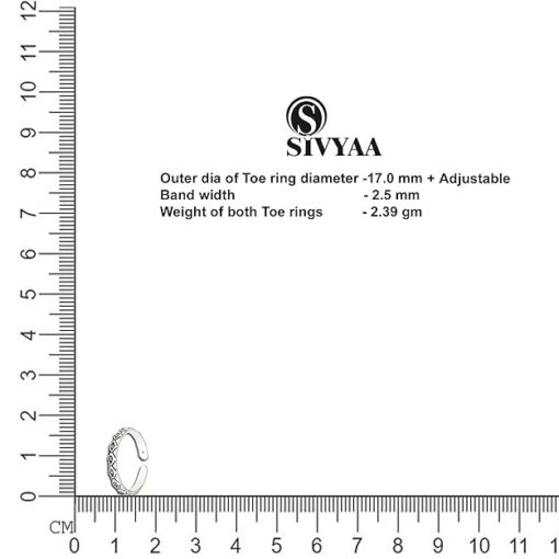 Diamond Motifs Toe Rings Band, 2cs, - Image 4