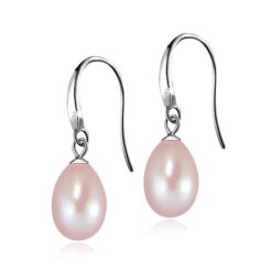 SIVYAA Fresh Water Pink Tear Drop Pearl Hook Dangle Earrings