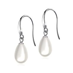 SIVYAA Fresh Water White Tear Drop Pearl Hook Dangle Earrings