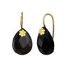 side view- Handcrafted Pear SIVYAA Black Onyx Gold Plated pure silver dangle Earrings