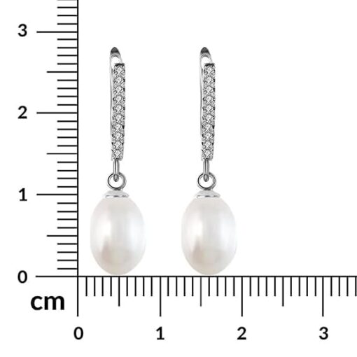 scale proportion- SIVYAA Solitaire Fresh Water Tear Drop White Pearl Dangle pure silver Hoop Earrings