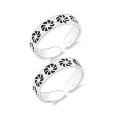floral pattern motif- SIVYAA Trendy Oxidized pure silver Toe Ring Band