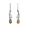 view 1- SIVYAA Oval Citrine Linear Clip pure silver dangle Earrings