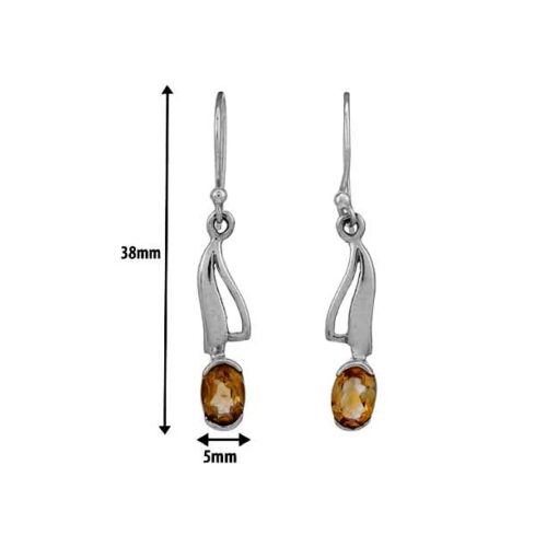 measurement- SIVYAA Oval Citrine Linear Clip pure silver dangle Earrings
