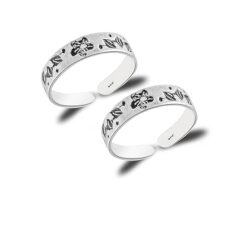 SIVYAA Trendy & floral-leaves pattern Oxidized Pure Silver Toe Ring Band