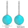 SIVYAA Solitaire Classic Turquoise Pearl Drop Dangle Hoop Earrings Detail