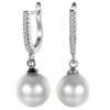 SIVYAA Solitaire Classic White Pearl Drop Dangle pure silver Hoop Earrings