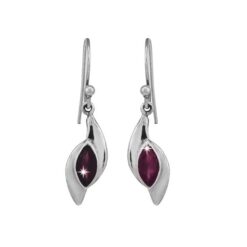 SIVYAA Marquise Red Garnet Leaf Drop Dangle pure silver Earrings