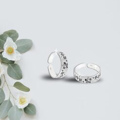 floral & leaf pattern motif- SIVYAA Trendy Oxidized pure silver Toe Ring Band