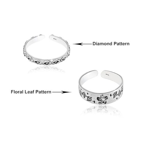diamond SIVYAA Trendy 1 pcs Oxidized Toe Ring Pure Silver Band for Women