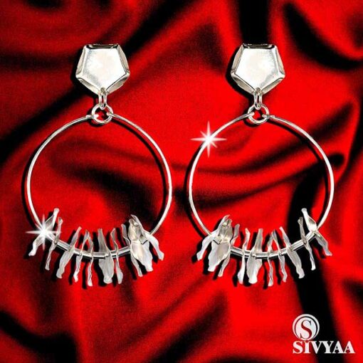 view 1- SIVYAA pure silver Rings in Ring Embellish Hoop Drop dangle studs earrings