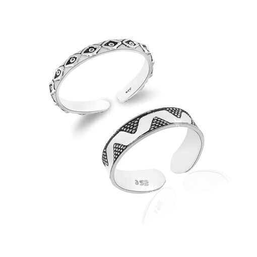 diamond motief SIVYAA Trendy 1 pcs Oxidized Toe Ring Pure Silver Band for Women