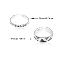 diamond SIVYAA Trendy 1 pcs Oxidized Toe Ring Pure Silver Band for Women