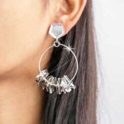 model wearing- SIVYAA pure silver Rings in Ring Embellish Hoop Drop dangle studs earrings