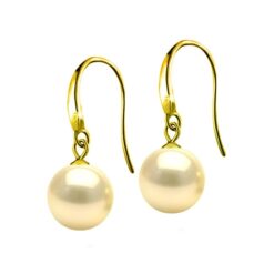SIVYAA gold finish Classic Gold Pearl Drop Hook Dangle Earrings