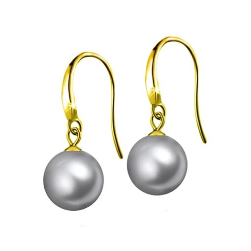 SIVYAA gold finish Classic Silver Pearl Drop Hook Dangle Earrings