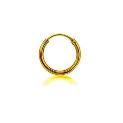 Gold Finish 2 mm Thick Men's Single Round Piece Hoop Earring