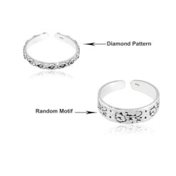 SIVYAA Trendy 1 pcs Oxidized Toe Ring Pure Silver Band for Women