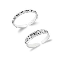 SIVYAA Trendy 1 pcs Oxidized Toe Ring Pure Silver Band for Women