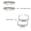 Name- combo of dots-wave & Random pattern Oxidized Pure Silver Toe Ring Band- SIVYAA