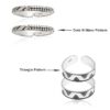 name- combo of dots-wave & triangle pattern Oxidized Pure Silver Toe Ring Band- SIVYAA