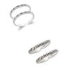combo of dots-wave & Diamond pattern Oxidized Pure Silver Toe Ring Band- SIVYAA