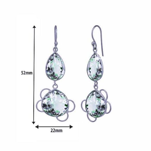 measurement- SIVYAA Tear Drop Clear Quartz Green Amethyst pure silver Dangle earring