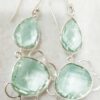 view - SIVYAA Tear Drop Clear Quartz Green Amethyst pure silver Dangle earring
