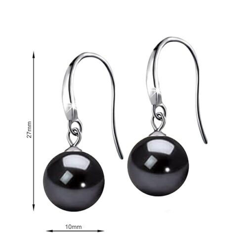SIVYAA Classic Black Pearl Drop Hook Dangle Earrings measurment
