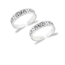 SIVYAA Trendy random pattern Oxidized Pure Silver Toe Ring Band