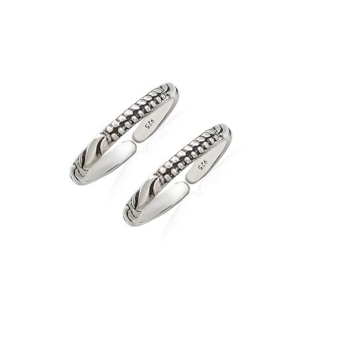 dot-wave SIVYAA Trendy Oxidized Toe Ring Pure Silver Band for Women