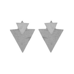 SIVYAA three earring in one, Geometric Double Solid Triangle pure silver Studs