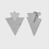 side view- SIVYAA three earring in one, Geometric Double Solid Triangle pure silver Studs