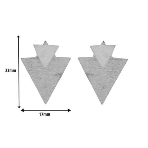 measurement- SIVYAA three earring in one, Geometric Double Solid Triangle pure silver Studs