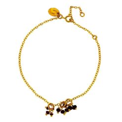 SIVYAA Gold Plated Red Maroon Beads Charms pure silver Chain Bracelet
