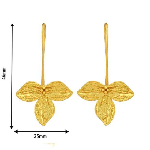 measurement- SIVYAA handcrafted Gold Plated Tri-Petaled Flower pure silver dangle Earring
