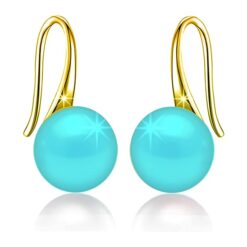 SIVYAA gold finish Classic Turquoise Pearl Tiny Drop Dangle Earrings