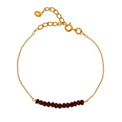 SIVYAA gold plated Garnet Beaded pure silver Chain Bracelet