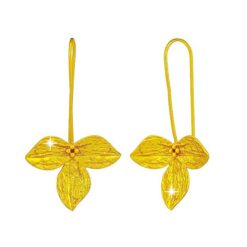 SIVYAA handcrafted Gold Plated Tri-Petaled Flower pure silver dangle Earrings
