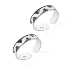 SIVYAA Trendy Oxidized triangle pattern motif pure silver Toe Ring Band