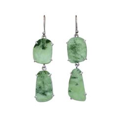 SIVYAA Hand Carved Natural Stone Linear Clip Drop pure silver Dangle earring