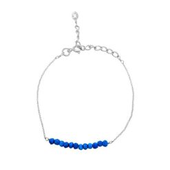 SIVYAA Dyed Turquoise Stone Beaded chain Bracelet pure silver Chain Bracelet for girl