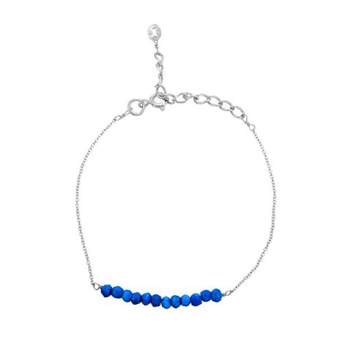 SIVYAA Dyed Turquoise Stone Beaded chain Bracelet pure silver Chain Bracelet for girl
