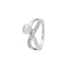 SIVYAA White Fresh Water Pearl & Cubic Zirconia pure silver Criss-Cross Finger Band
