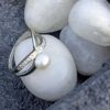 beautiful SIVYAA White Fresh Water Pearl & Cubic Zirconia pure silver Criss-Cross Finger Ring