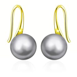 SIVYAA gold finish Classic Silver Pearl Tiny Drop Dangle Earrings