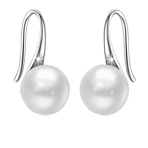 SIVYAA Classic White Pearl Tiny Drop Dangle Earrings