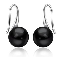 SIVYAA Classic Black Pearl Tiny Drop Dangle Earrings