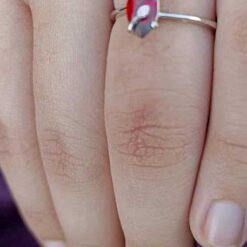 model wearing2-SIVYAA Marquise Shape Red Garnet Solitaire pure silver Finger Band